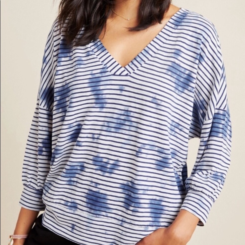 Anthropologie Saturday Sunday Tie Dye Stripe Top